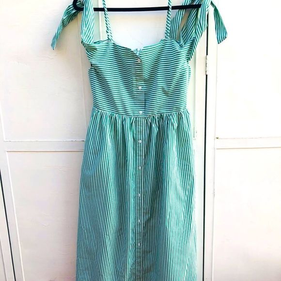 **English Factory Stripe Spaghetti Strap (Tie) Shoulder Dress - Picture 2 of 11